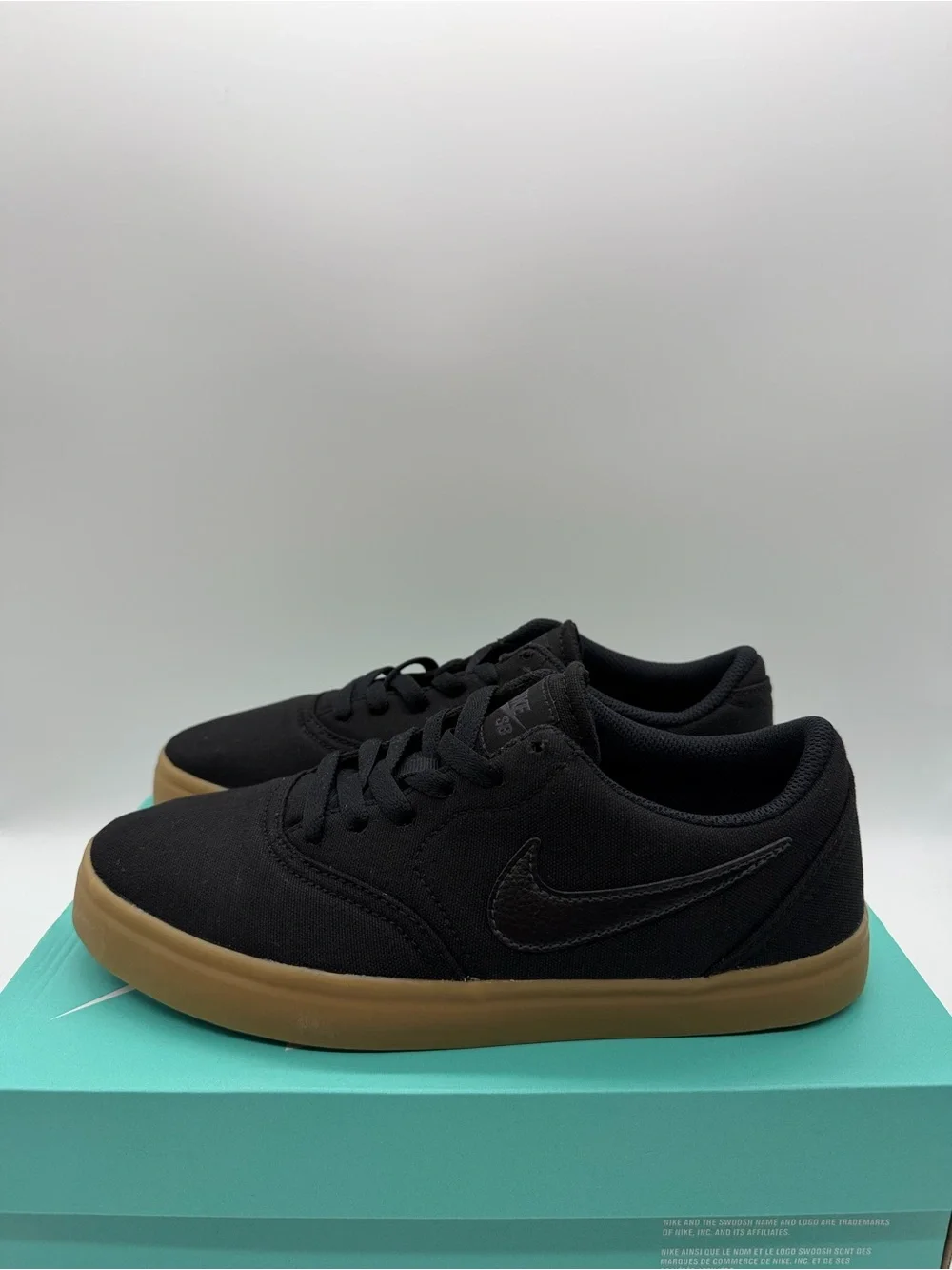 Nike SB Check Canvas GS Black Gum Brown 905373-006 Size 4.5Y